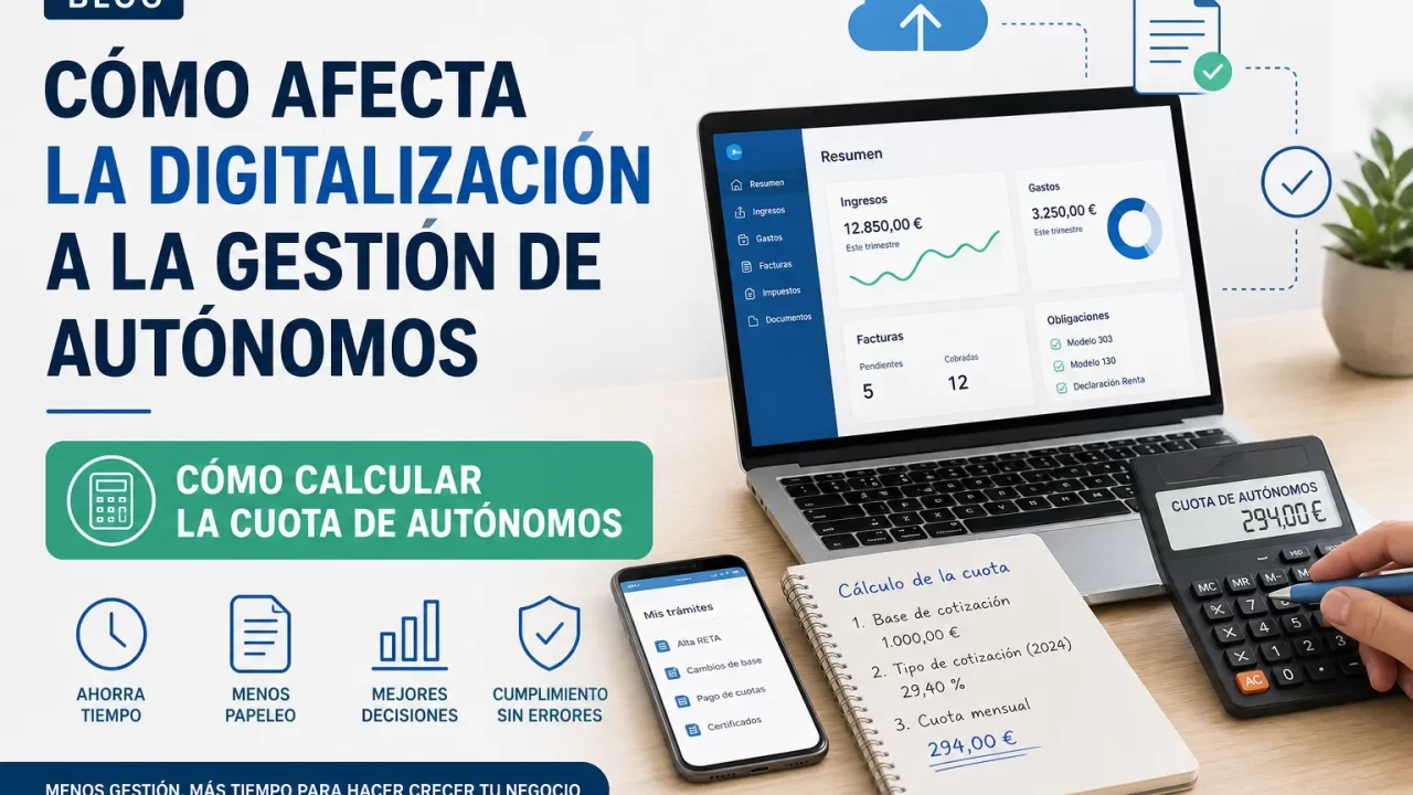 Cómo afecta la digitalización a la gestión de autónomos y cómo calcular la cuota de autónomos