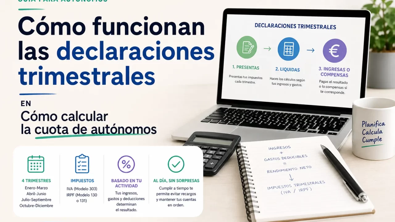 Cómo funcionan las declaraciones trimestrales y cómo calcular la cuota de autónomos: guía paso a paso