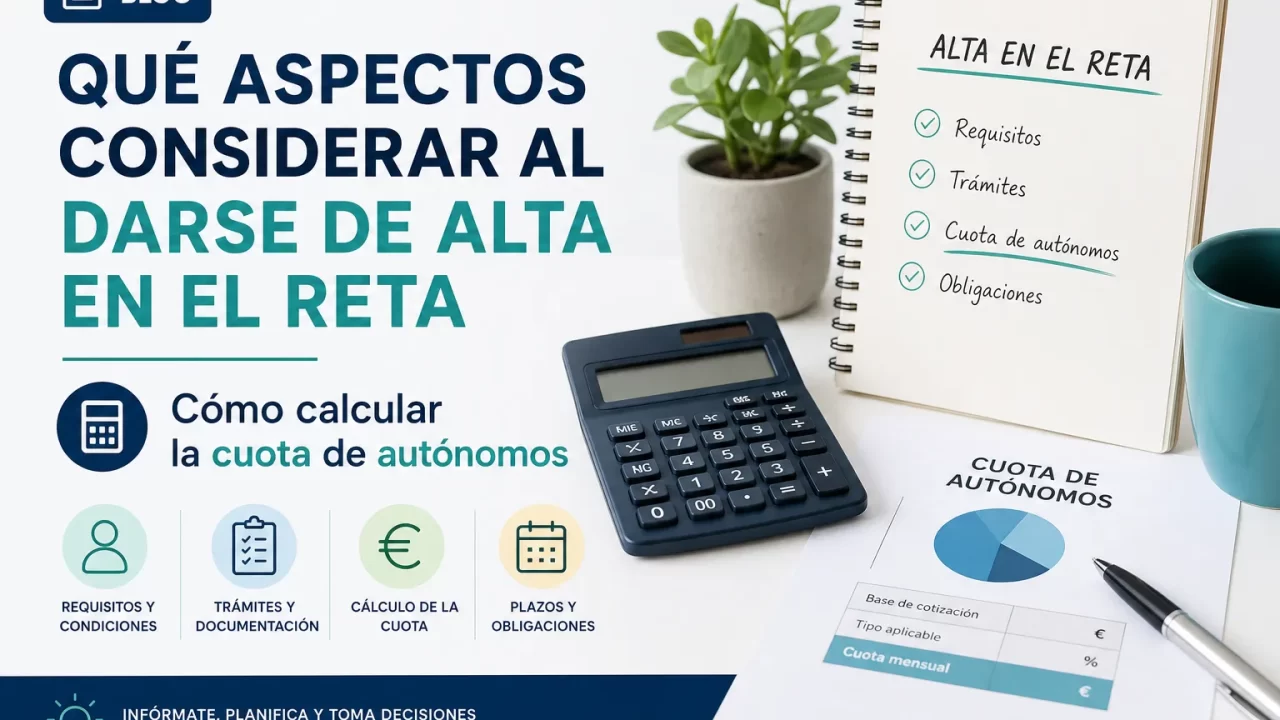 Qué aspectos considerar al darse de alta en el RETA y cómo calcular la cuota de autónomos