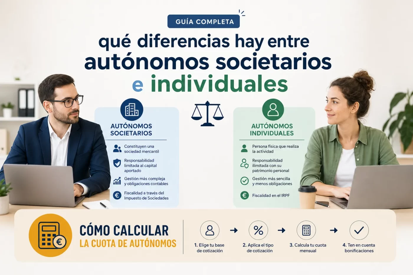 qué diferencias hay entre autónomos societarios e individuales Cómo calcular la cuota de autónomos